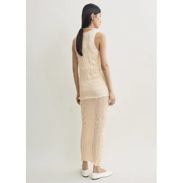 Toteme Crinkled knit tank in Pale apricot, view 4
