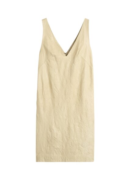 Totême Crinkled leather dress in Champagne - Dresses - Scandinavian Minimalist Luxury at Luxury Shoes 