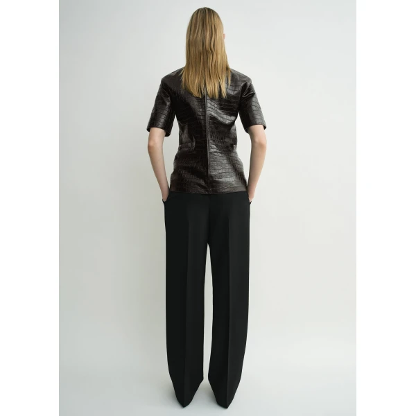 Toteme Croco-embossed tee in Dark brown Top, view 4