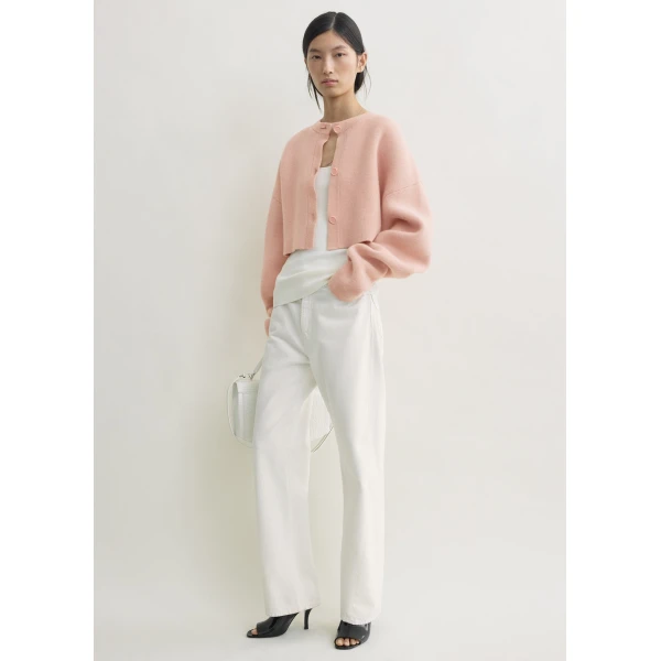 Toteme Cropped oversized cardigan in Flamingo, view 3