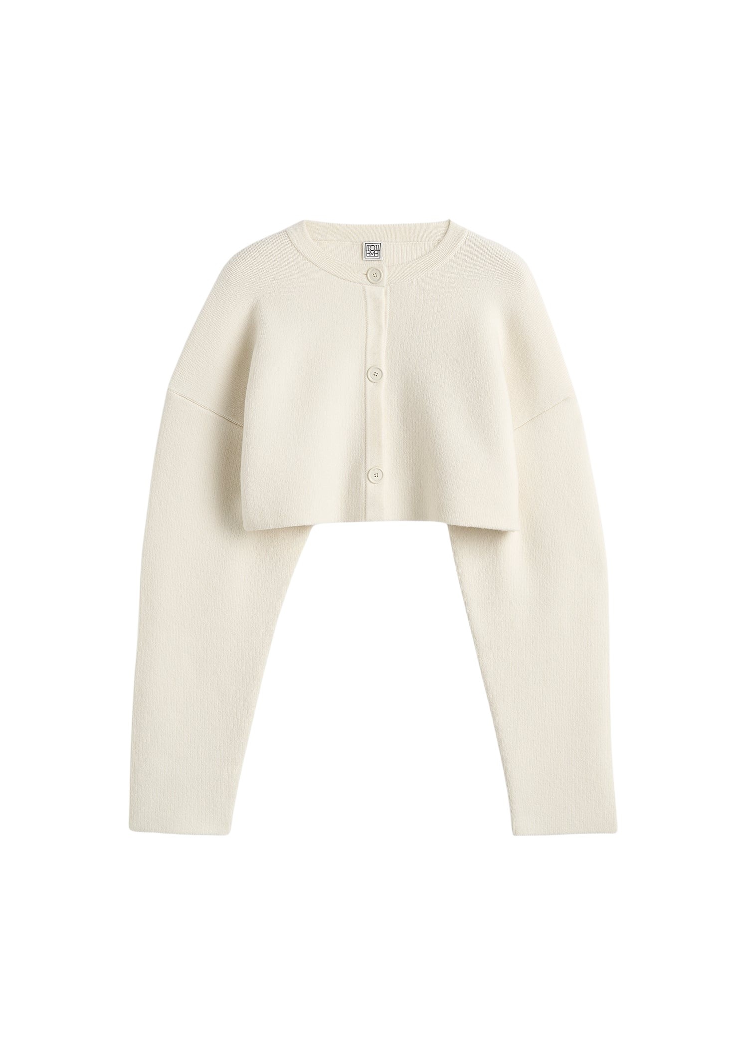 Totême Cropped oversized cardigan in Milk - Knitwear - Scandinavian Minimalist Luxury at Luxury Shoes 
