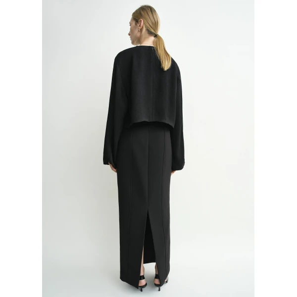 Toteme Cropped sablé blouse in Black, view 4