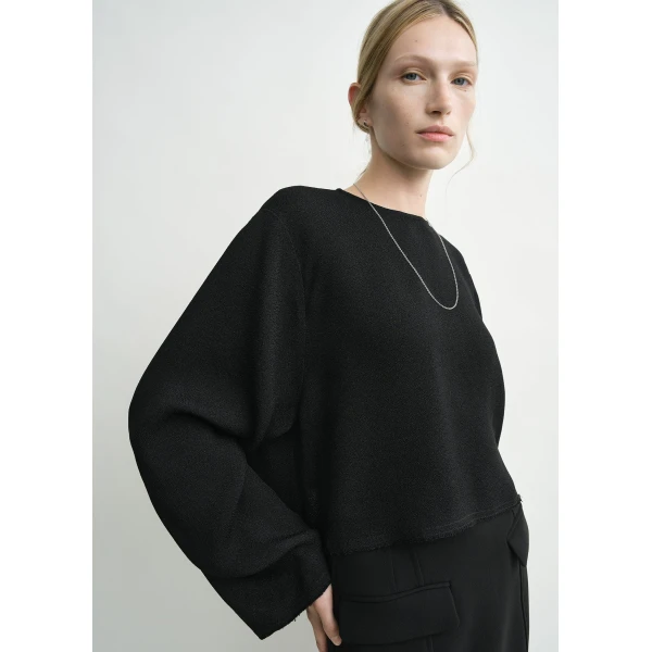 Toteme Cropped sablé blouse in Black, view 5