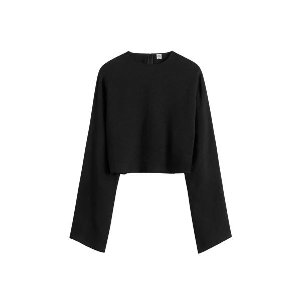 Toteme Cropped sablé blouse in Black