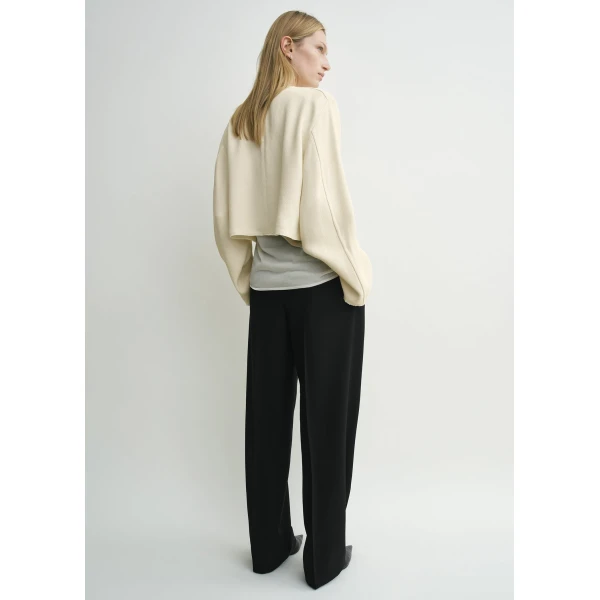 Toteme Cropped sablé blouse in Macadamia, view 4