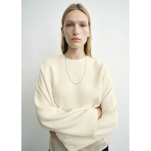 Toteme Cropped sablé blouse in Macadamia, view 5