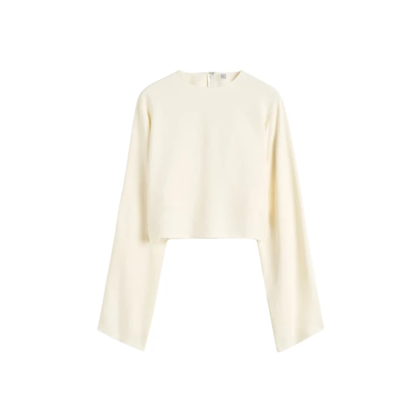 Toteme Cropped sablé blouse in Macadamia