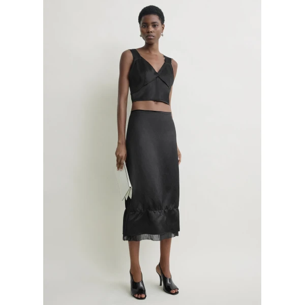 Toteme Cropped satin camisole in Black, view 3
