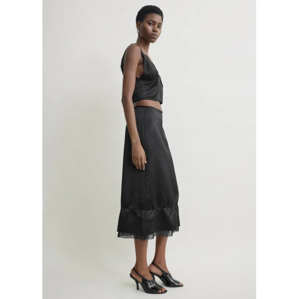 Toteme Cropped satin camisole in Black, view 4