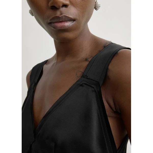 Toteme Cropped satin camisole in Black, view 6