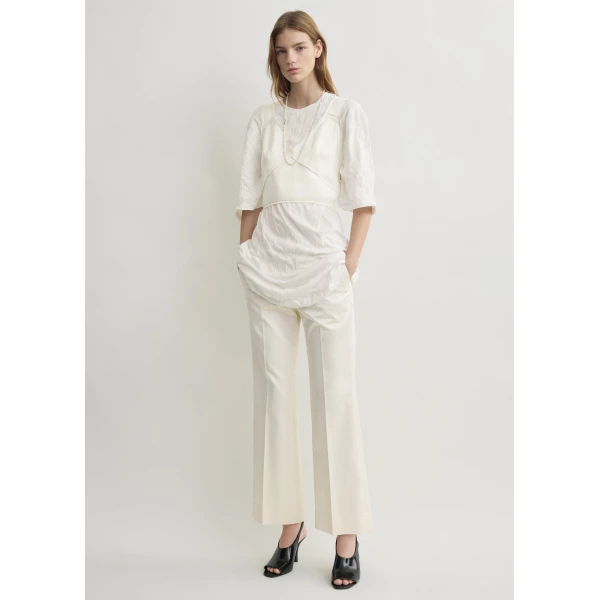 Toteme Cropped satin camisole in Off-white, view 2