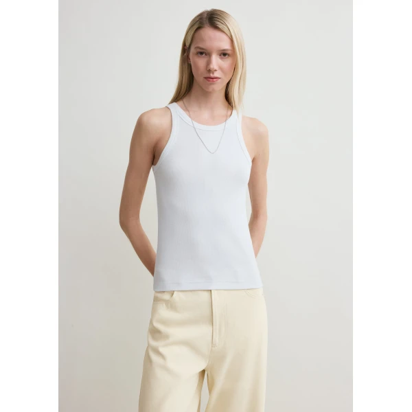 Toteme Curved rib tank in White Top, view 5