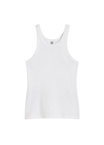 Totême Curved rib tank in White - Tops - Scandinavian Minimalist Luxury at Luxury Shoes 