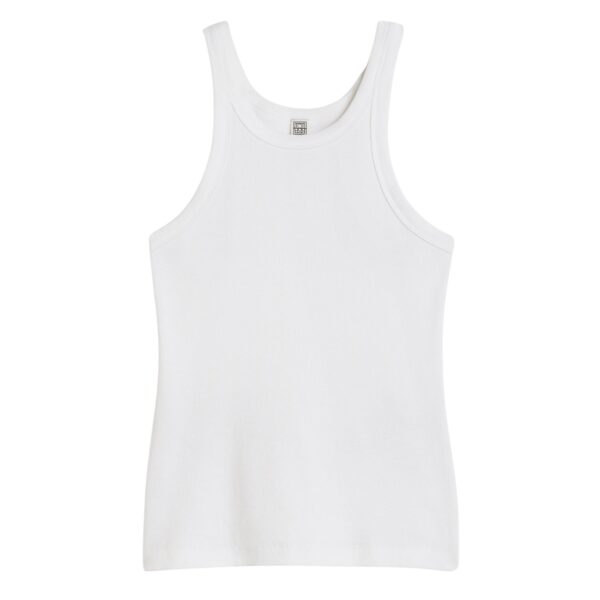 Totême Curved rib tank in White - Tops - Scandinavian Minimalist Luxury at Luxury Shoes 