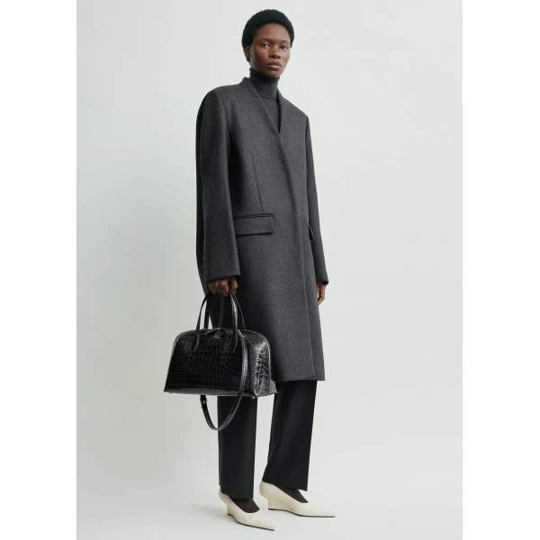 Toteme Deep pleat coat in Charcoal melange, view 2