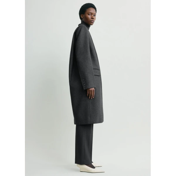 Toteme Deep pleat coat in Charcoal melange, view 3