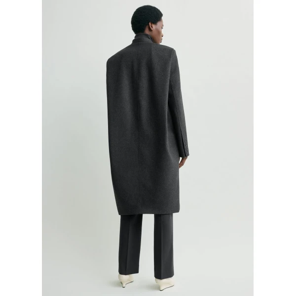 Toteme Deep pleat coat in Charcoal melange, view 4