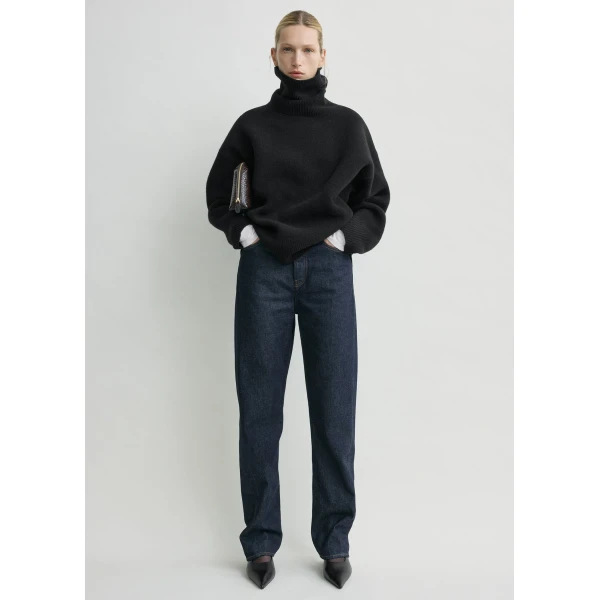Toteme Double-knit turtleneck in Black Knit, view 2