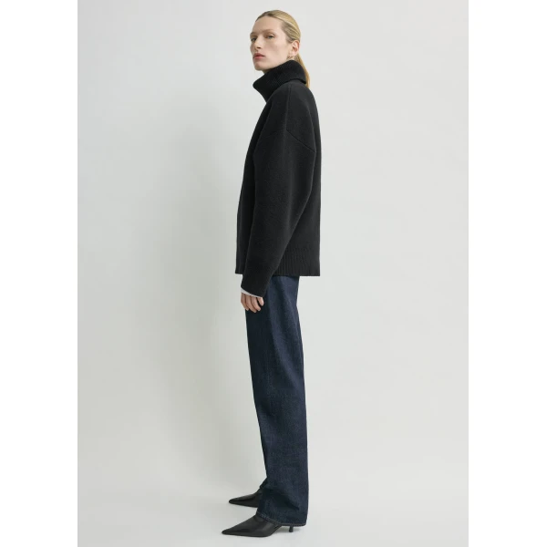 Toteme Double-knit turtleneck in Black Knit, view 3