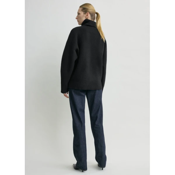 Toteme Double-knit turtleneck in Black Knit, view 4