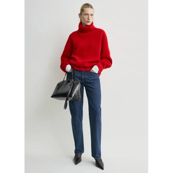 Toteme Double-knit turtleneck in Poppy Knit, view 3