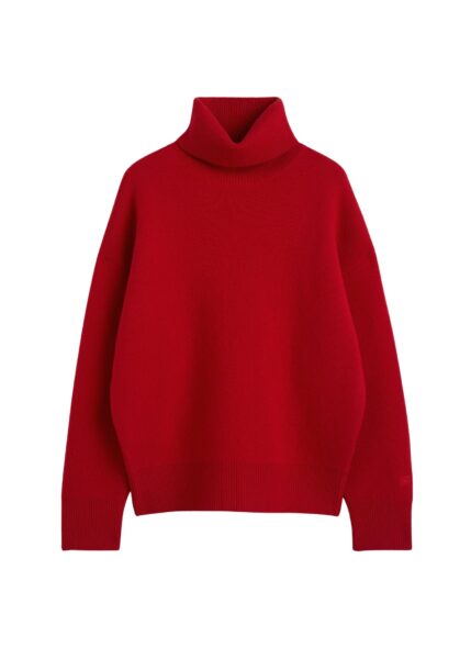 Totême Double-knit turtleneck in Poppy - Knitwear - Scandinavian Minimalist Luxury at Luxury Shoes 