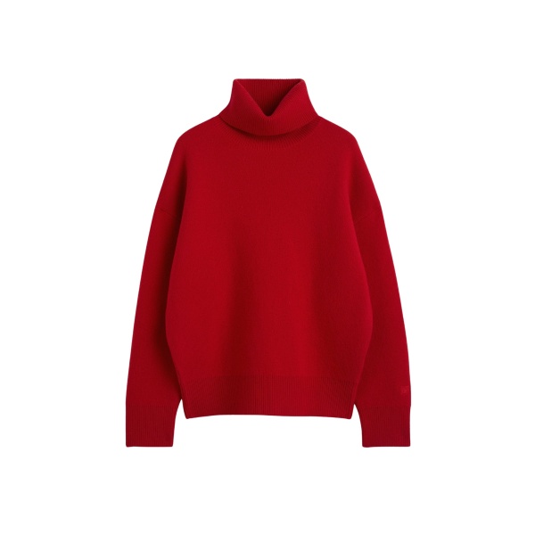 Totême Double-knit turtleneck in Poppy - Knitwear - Scandinavian Minimalist Luxury at Luxury Shoes 