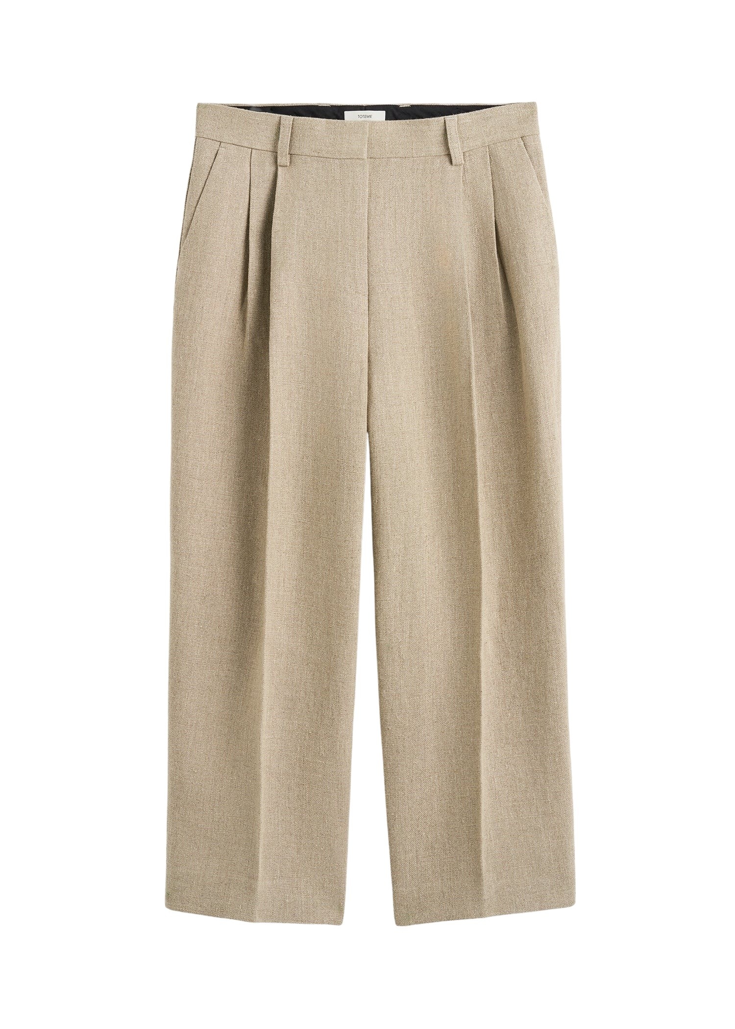 Totême Double-pleat cropped linen trousers in Beige - Pants - Scandinavian Minimalist Luxury at Luxury Shoes 