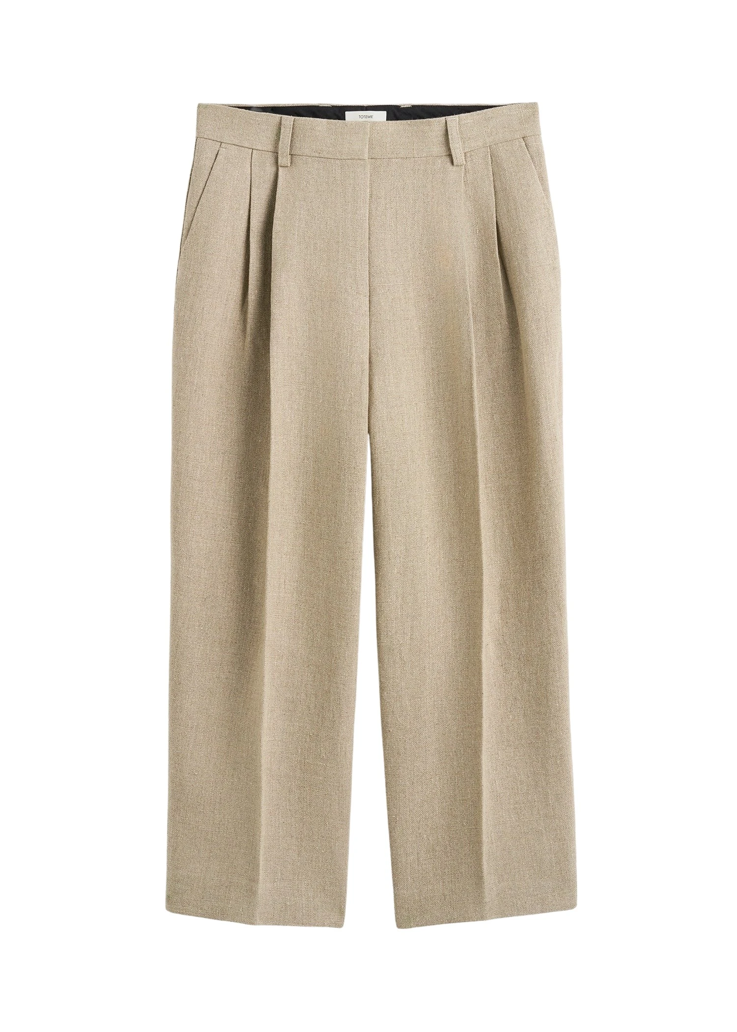 Toteme Double-pleat cropped linen trousers in Beige