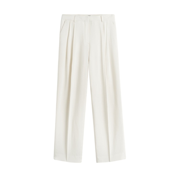Totême Double-pleat fluid trousers in Ecru - Pants - Scandinavian Minimalist Luxury at Luxury Shoes 