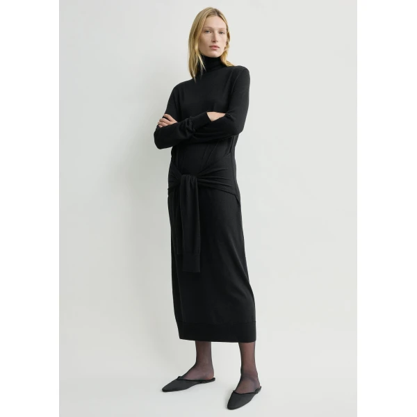 Toteme Double-sleeve turtleneck dress in Black, view 2