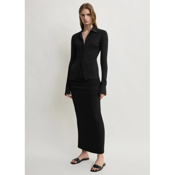 Toteme Draped jersey skirt in Black, view 2