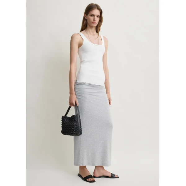 Toteme Draped jersey skirt pale grey mélange in Pale grey melange, view 2