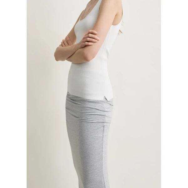 Toteme Draped jersey skirt pale grey mélange in Pale grey melange, view 5