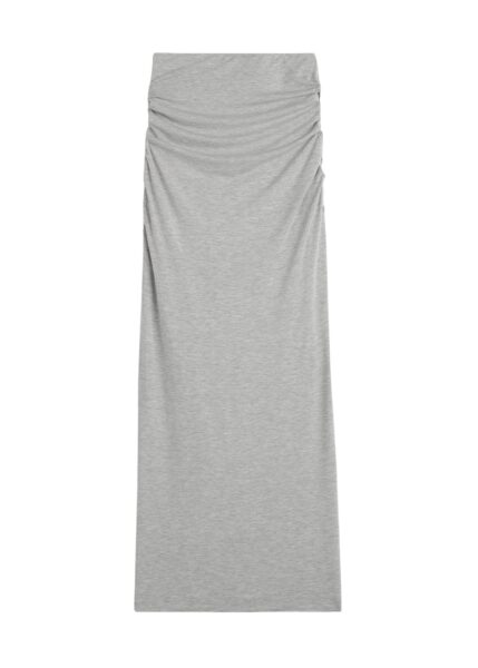 Totême Draped jersey skirt pale grey mélange in Pale grey melange - Skirts - Scandinavian Minimalist Luxury at Luxury Shoes 