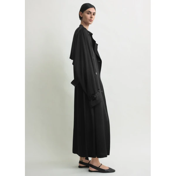 Toteme Draped satin trench in Black Coat, view 3