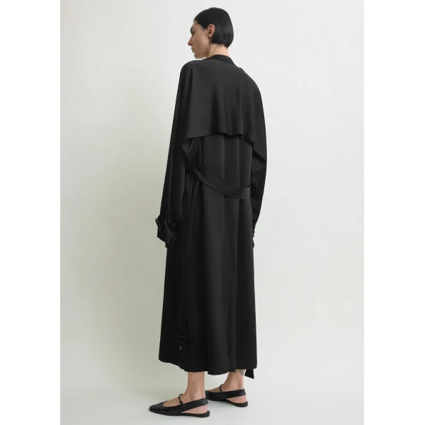 Toteme Draped satin trench in Black Coat, view 4