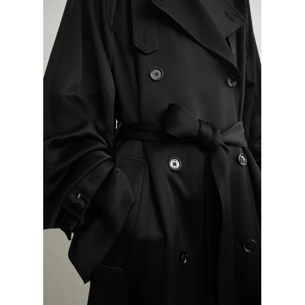 Toteme Draped satin trench in Black Coat, view 5