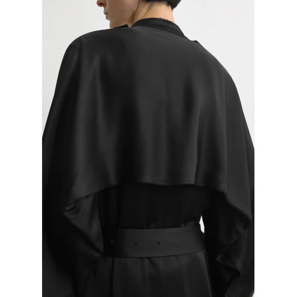 Toteme Draped satin trench in Black Coat, view 6
