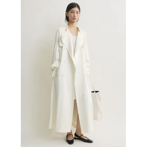 Toteme Draped satin trench in Off-white Coat, view 2