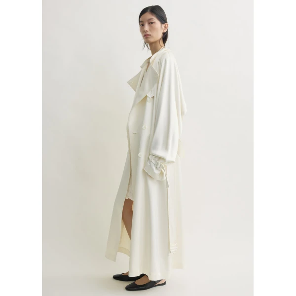 Toteme Draped satin trench in Off-white Coat, view 3