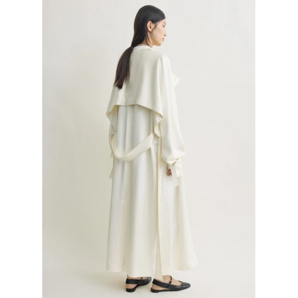 Toteme Draped satin trench in Off-white Coat, view 4