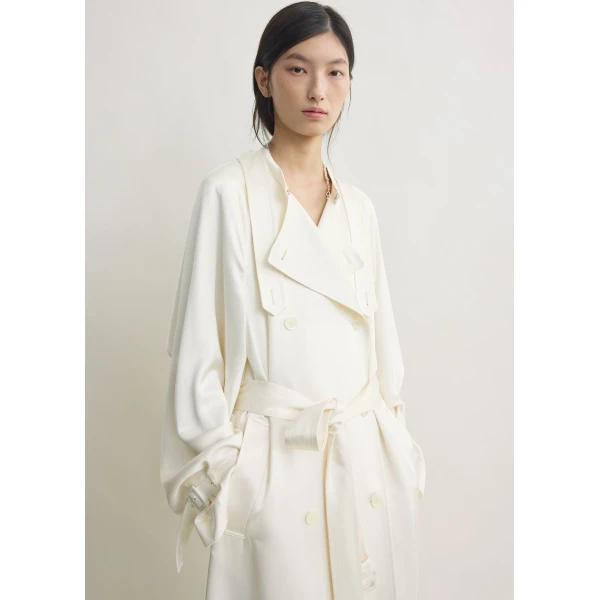 Toteme Draped satin trench in Off-white Coat, view 5