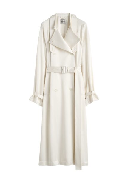 Totême Draped satin trench in Off-white - Coats - Scandinavian Minimalist Luxury at Luxury Shoes 