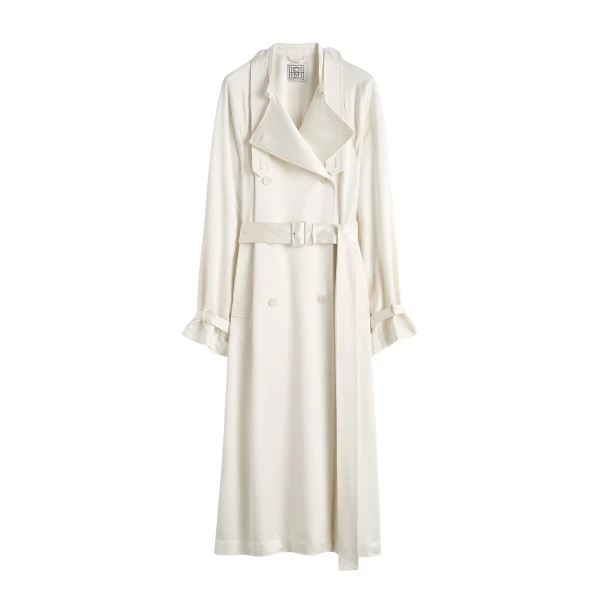 Toteme Draped satin trench in Off-white Coat