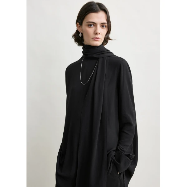 Toteme Draped scarf blouse in Black, view 5