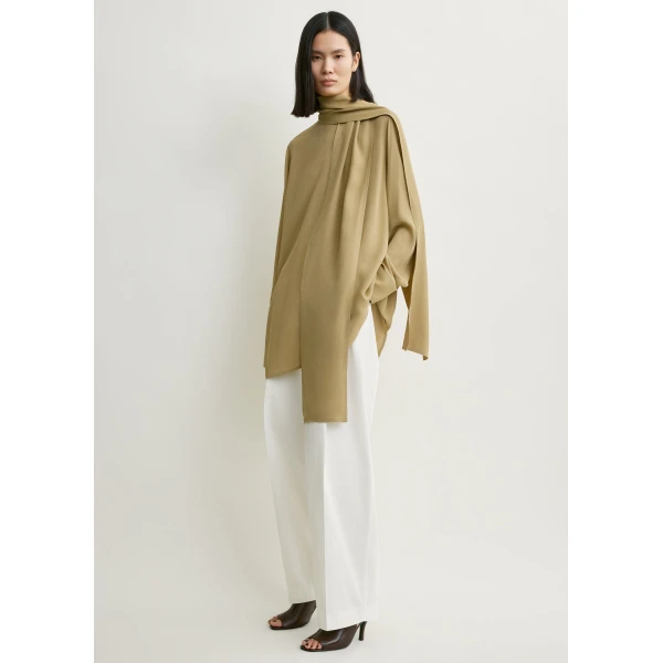 Toteme Draped scarf blouse in Desert, view 2