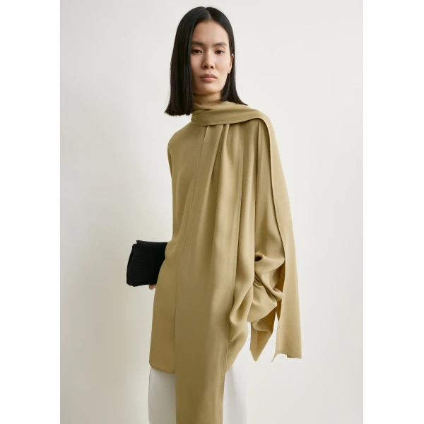 Toteme Draped scarf blouse in Desert, view 5