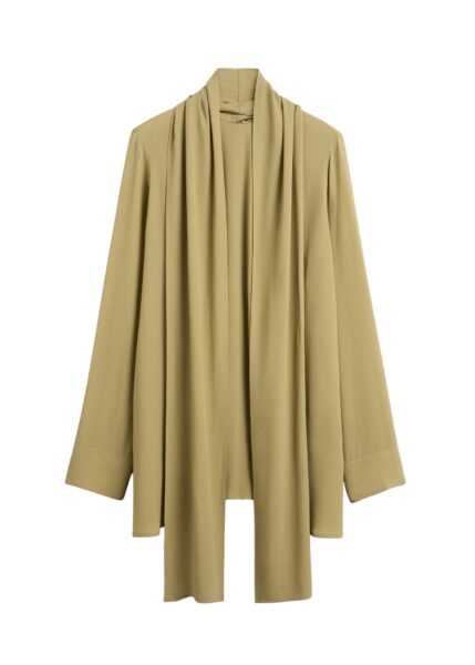 Totême Draped scarf blouse in Desert - Tops - Scandinavian Minimalist Luxury at Luxury Shoes 
