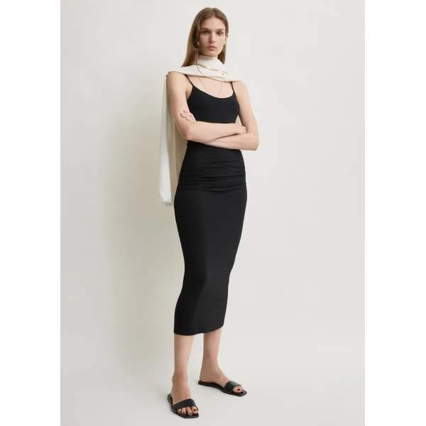 Toteme Draped slip dress in Black, view 2